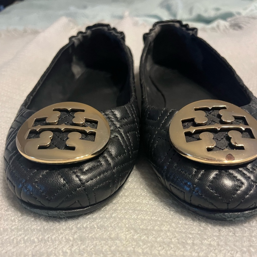 Tory Burch Minnie Quilted Leather Ballet Flats, Black